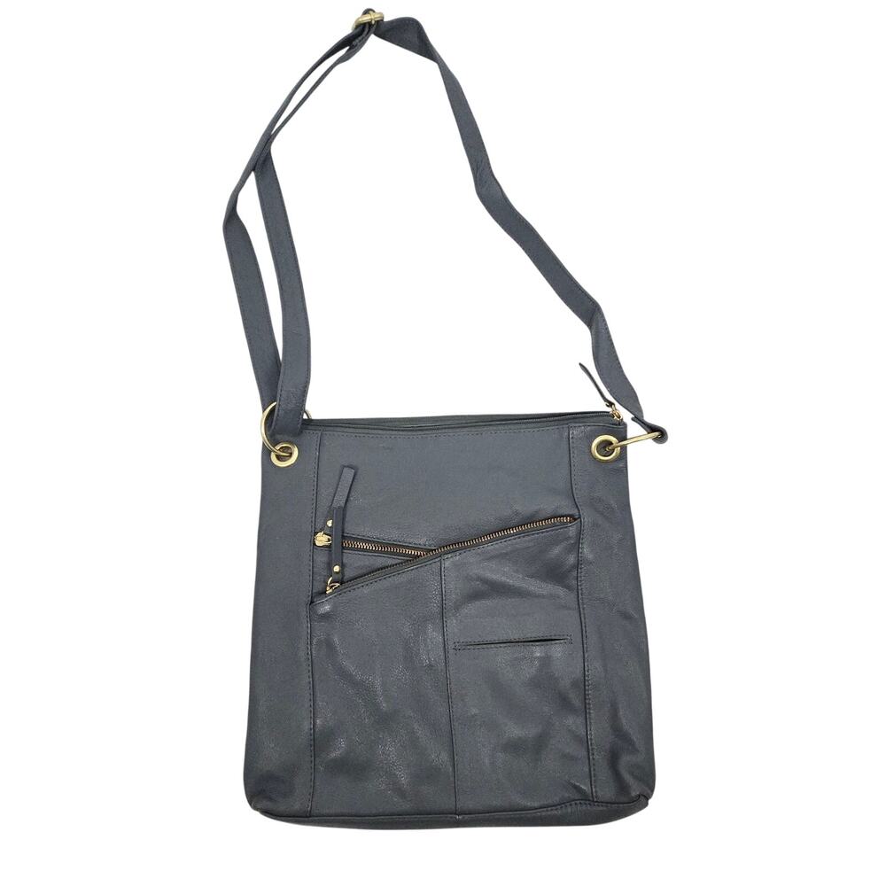 Great American Leather Works Butter Soft Black Moto Crossbody Handbag Adjustable